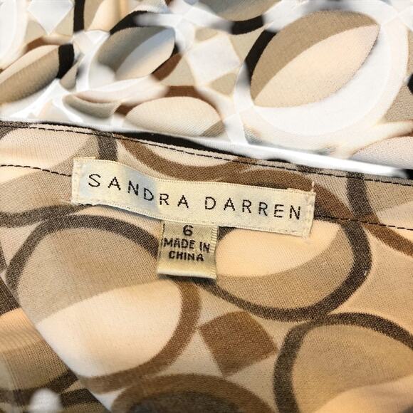 Sandra Darren Womens Brown V-Neck Y2K Beige Stretch Knit V-Neck Dress sz 6 - Picture 3 of 8